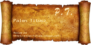 Palen Titusz névjegykártya
